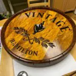 A wooden bowl with the words " vintage hamilton ".